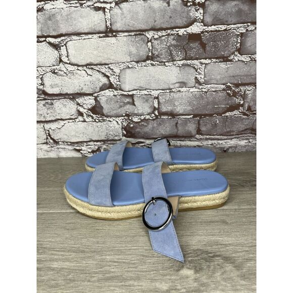 Stuart Weitzman Periwinkle Blue Suede Leather Espadrille Sandals Women 6B US/37 - Picture 14 of 16